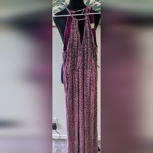 Anthropologie Plum Floral Halter Jumpsuit